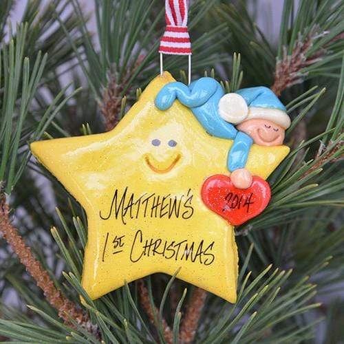 Tis The Season Christmas Ornaments Baby, 1st Christmas Blue Baby Star Ornament