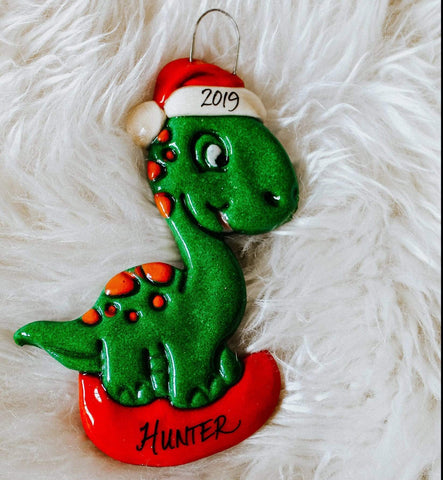 Tis The Season Christmas Ornaments Baby, 1st Christmas Green Dinosaur Dinosaur Ornament