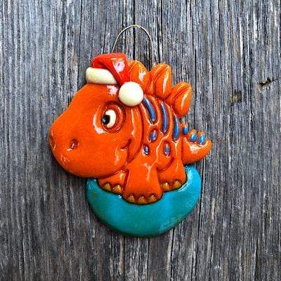 Tis The Season Christmas Ornaments Baby, 1st Christmas Orange Dinosaur Dinosaur Ornament