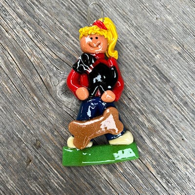 Tis The Season Christmas Ornaments Black Dog / Girl Blonde Hair First Dog Ornament - Girl