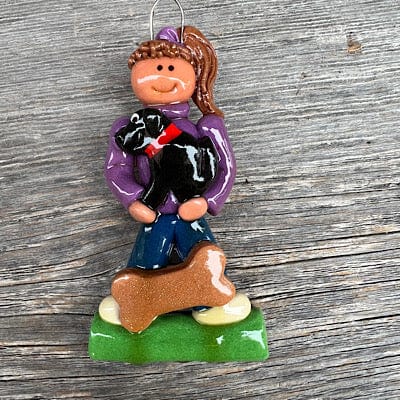 Tis The Season Christmas Ornaments Black Dog / Girl Brown Hair First Dog Ornament - Girl