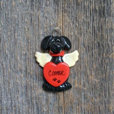 Tis The Season Christmas Ornaments Black Dog with Angel Wings Ornament