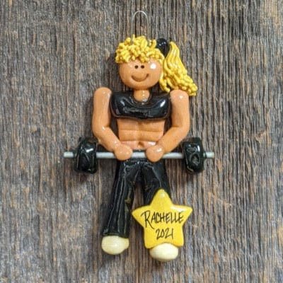 Tis The Season Christmas Ornaments Blonde / Black / Black Female Weightlifter Ornament