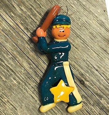 Tis The Season Christmas Ornaments Blue / Blond Baseball Player Ornament