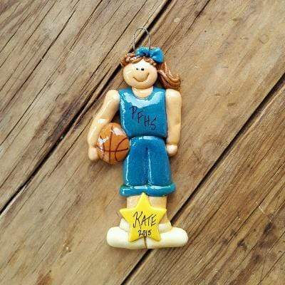 Tis The Season Christmas Ornaments Blue / Brown Basketball Player Ornament Female