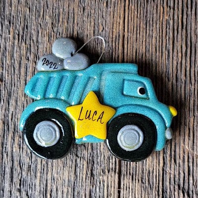 Tis The Season Christmas Ornaments Blue Dump Truck Dump Truck Ornament