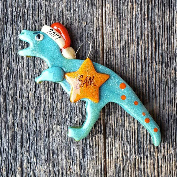 Tis The Season Christmas Ornaments Blue T Rex Dinosaur Ornament