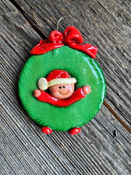 Tis The Season Christmas Ornaments Boy Baby in a Wreath Ornament