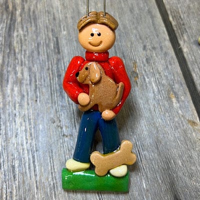 Tis The Season Christmas Ornaments Brown Dog / Boy Brown Hair First Dog Ornament - Boy