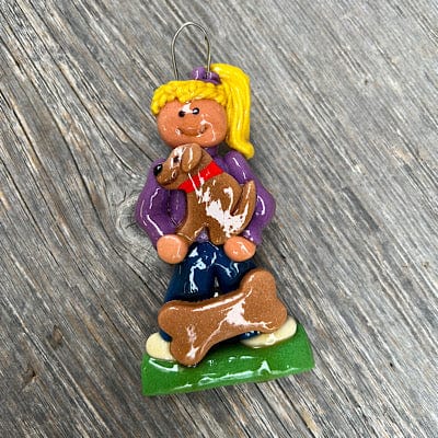 Tis The Season Christmas Ornaments Brown Dog / Girl Blonde Hair First Dog Ornament - Girl