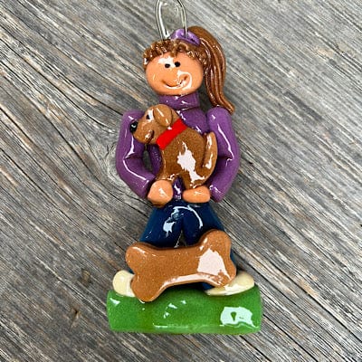 Tis The Season Christmas Ornaments Brown Dog / Girl Brown Hair First Dog Ornament - Girl