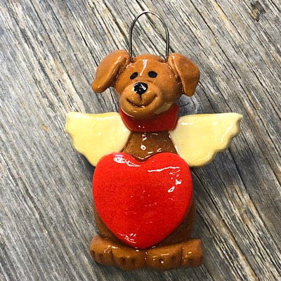 Tis The Season Christmas Ornaments Brown Dog with Angel Wings Ornament