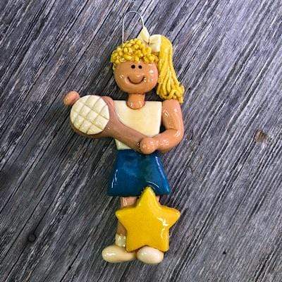 Tis The Season Christmas Ornaments Brown hair Tennis Player