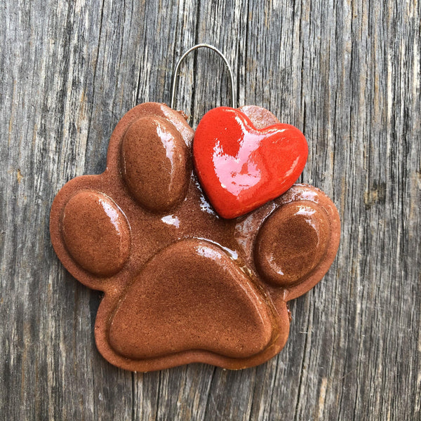Tis The Season Christmas Ornaments Brown Pet Paw Ornament