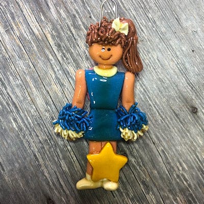 Tis The Season Christmas Ornaments Christmas Ornaments Brown / Blue/ White Cheerleader Ornament