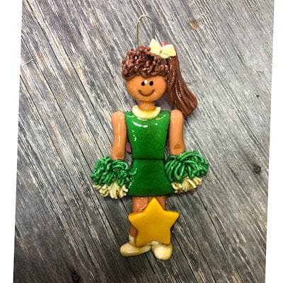 Tis The Season Christmas Ornaments Christmas Ornaments Brown / Green/ White Cheerleader Ornament