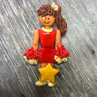 Tis The Season Christmas Ornaments Christmas Ornaments Brown / Red/ White Cheerleader Ornament