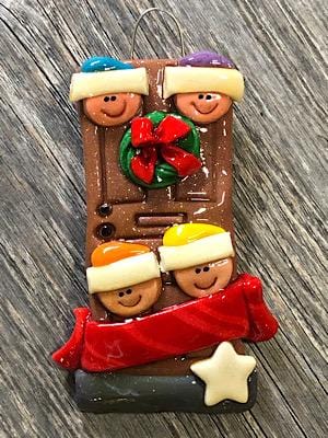 Tis The Season Christmas Ornaments Family of 4 Festive Front Door Ornament