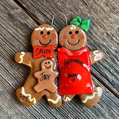 Tis The Season Christmas Ornaments family ornaments 1 kid Expecting Gingerbread Family