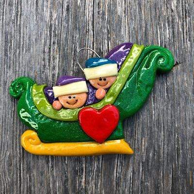 Tis The Season Christmas Ornaments family ornaments 2 Family Sleigh Ornament
