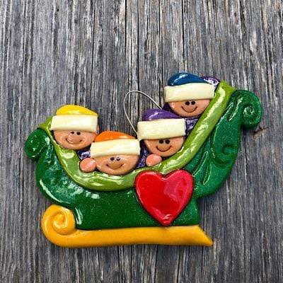 Tis The Season Christmas Ornaments family ornaments 4 Family Sleigh Ornament