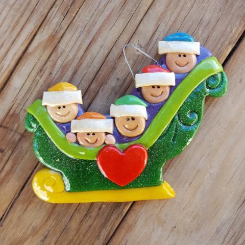 Tis The Season Christmas Ornaments family ornaments 5 Family Sleigh Ornament