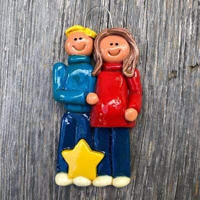 Tis The Season Christmas Ornaments family ornaments Blond / Brown Pregnant Couple Ornament