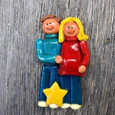 Tis The Season Christmas Ornaments family ornaments Brown / Blonde Pregnant Couple Ornament