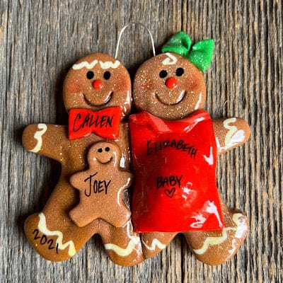 Tis The Season Christmas Ornaments family ornaments Expecting Gingerbread Family