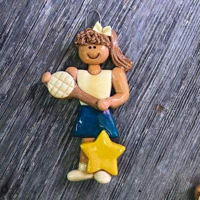 Tis The Season Christmas Ornaments Female brown hair Tennis Player