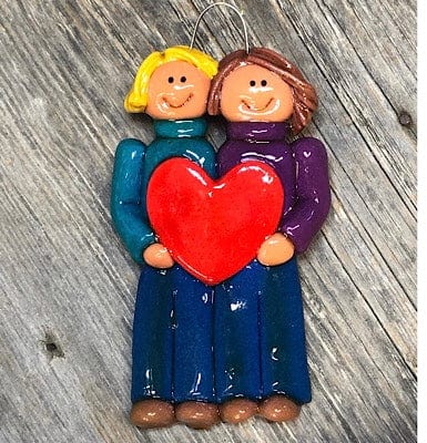 Tis The Season Christmas Ornaments Female/Female / Blonde/Brown Same-Sex Couple Ornament