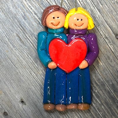 Tis The Season Christmas Ornaments Female/Female / Brown/Blonde Same-Sex Couple Ornament