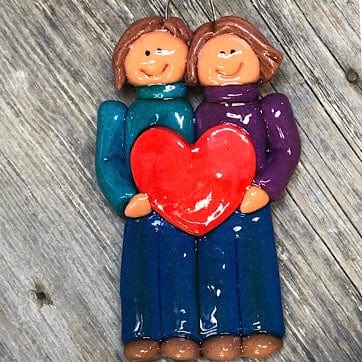 Tis The Season Christmas Ornaments Female/Female / Brown/Brown Same-Sex Couple Ornament