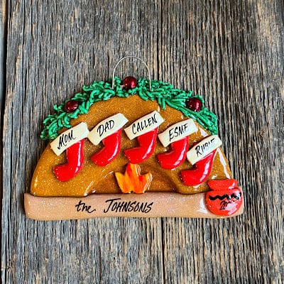 Tis The Season Christmas Ornaments Five stockings Southwest Fireplace Ornament