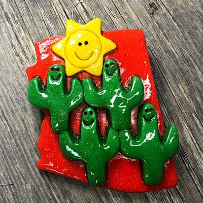 Tis The Season Christmas Ornaments Four cactus Arizona Cactus Family Ornament