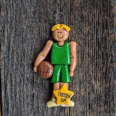 Tis The Season Christmas Ornaments Green / Blond Basketball Player Ornament Male