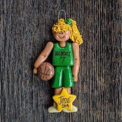 Tis The Season Christmas Ornaments Green / Blonde Basketball Player Ornament Female