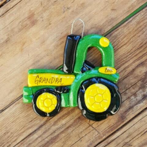 Tis The Season Christmas Ornaments Green Tractor Ornament
