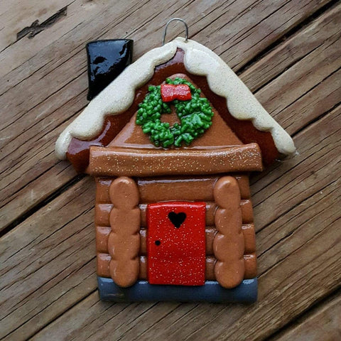 Tis The Season Christmas Ornaments Log Cabin Ornament