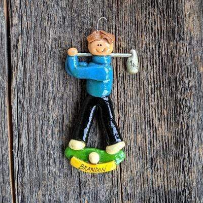 Tis The Season Christmas Ornaments Male / Brown Golfer Ornament