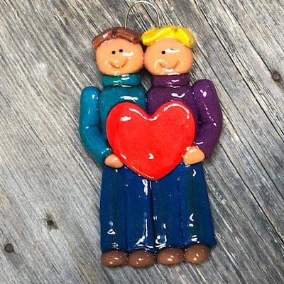 Tis The Season Christmas Ornaments Male/Male / Brown/Blonde Same-Sex Couple Ornament