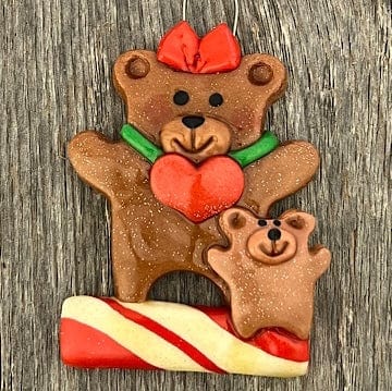 Tis The Season Christmas Ornaments Mama Teddy with 1 baby Mama or Daddy Teddy Bear with kids