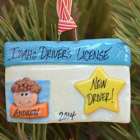 Tis The Season Christmas Ornaments miscellaneous Boy / Brown Driver's License Ornament