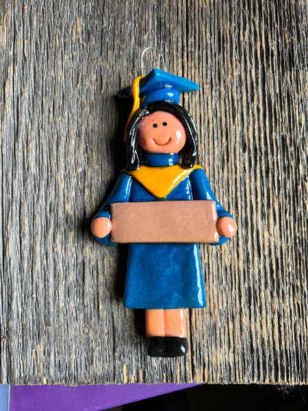 Tis The Season Christmas Ornaments miscellaneous Female / Black Blue and Gold Graduate