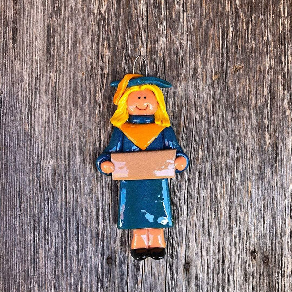 Tis The Season Christmas Ornaments miscellaneous Female / Blonde Blue and Gold Graduate