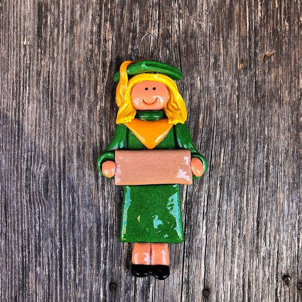 Tis The Season Christmas Ornaments miscellaneous Female / Blonde Green and Gold Graduate