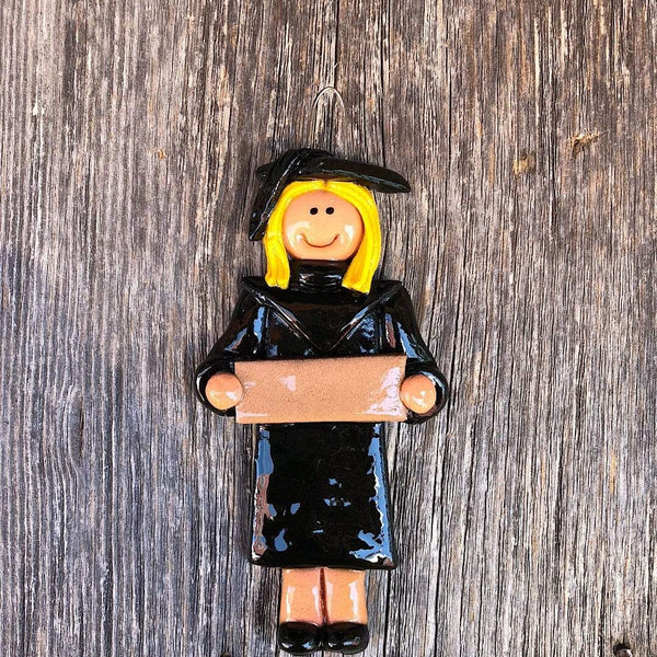 Tis The Season Christmas Ornaments miscellaneous Female / Blonde Solid Black Gown Graduate