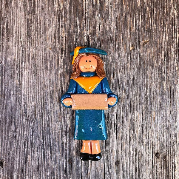 Tis The Season Christmas Ornaments miscellaneous Female / Brown Blue and Gold Graduate