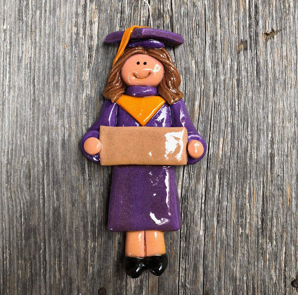 Tis The Season Christmas Ornaments miscellaneous Female / Brown / Caucasian Purple and Gold Graduate