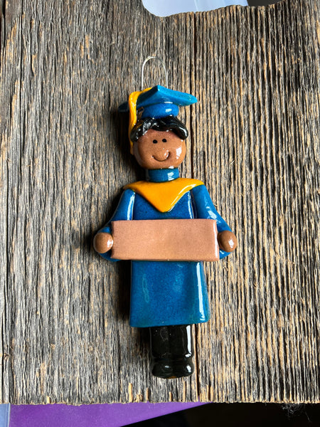 Tis The Season Christmas Ornaments miscellaneous Male / African American Blue and Gold Graduate